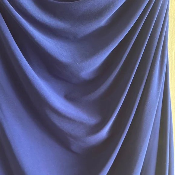 Lauren Ralph Lauren Blue Ruched One-Shoulder Gown - Picture 4 of 6